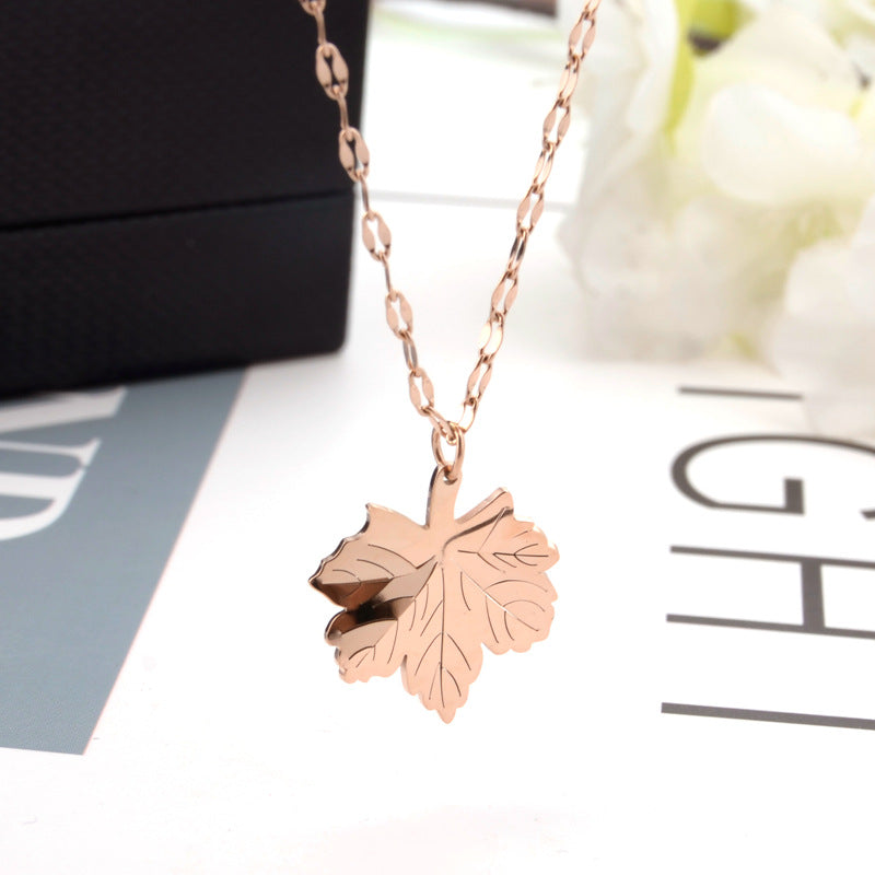 Wholesale Leaves Titanium Steel Necklace Clavicle Chain